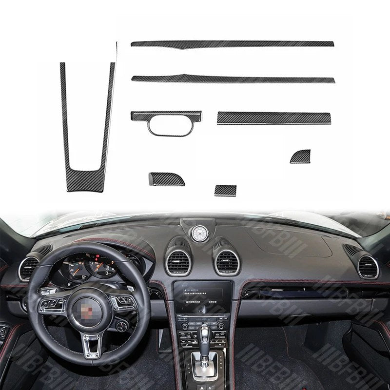 Kit de molduras interiores (9 piezas) de carbono seco Porsche 718 Cayman / Boxster 718