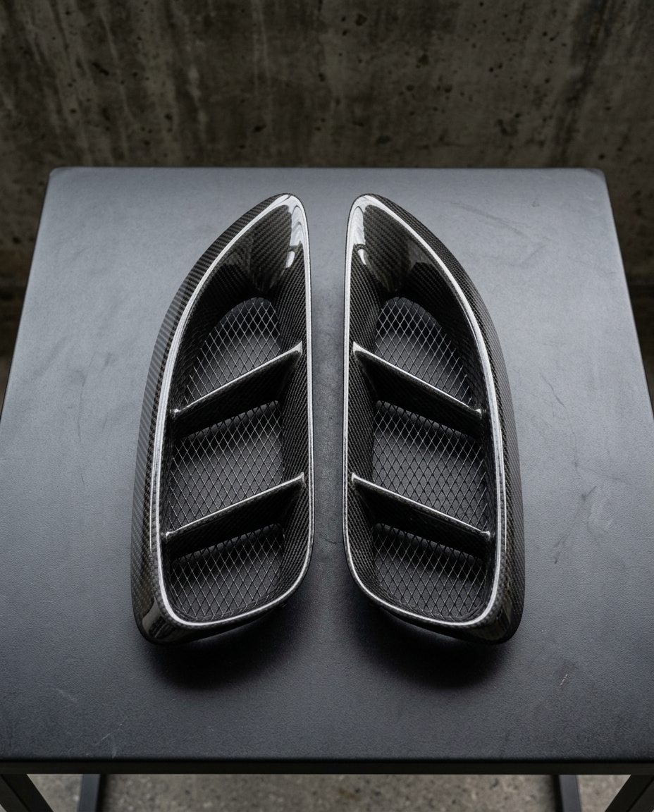 Rejillas tomas de aire carbono seco Porsche 718